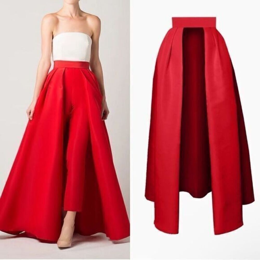 Alexia Maria Womans Convertible Skirt Silk Faille Size 12 Red Open Front